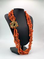 Halsketting - 18 karaat Geel goud Koraal - Koraal - Corallo, Handtassen en Accessoires, Nieuw