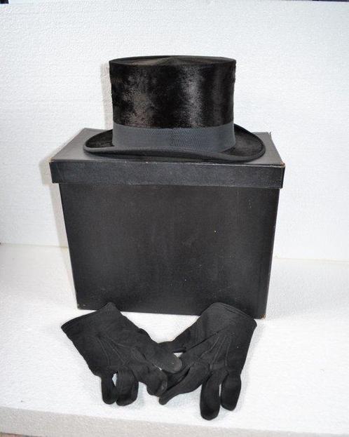 High Life Superior - Hoge hoed met doos en handschoenen -, Antiek en Kunst, Curiosa en Brocante