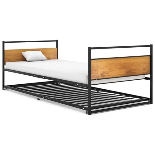 vidaXL Bedframe uitschuifbaar metaal zwart 90x200 cm, Huis en Inrichting, Slaapkamer | Bedden, Nieuw, Verzenden