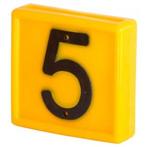 Nummerblok, 1-cijferig, geel om in te schuiven (cijfer 5) -