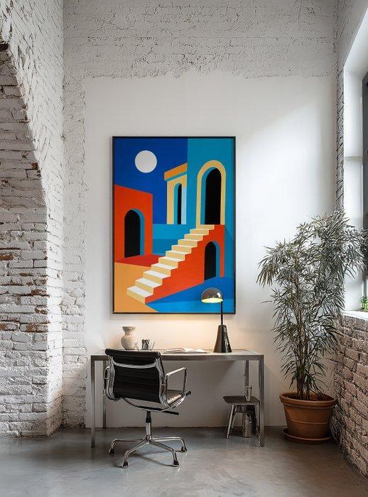 Nelson F. León - Arquitectura de la Noche XL- (NO Reserve), Antiek en Kunst, Kunst | Schilderijen | Modern