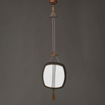 Lustre en forme de shamisen - Bronze patiné, Opaline - Japon