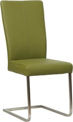 Groene leren industriële eetkamerstoel - poot vierkant inox, Huis en Inrichting, Stoelen, Nieuw, Leer, Ophalen of Verzenden, Eén