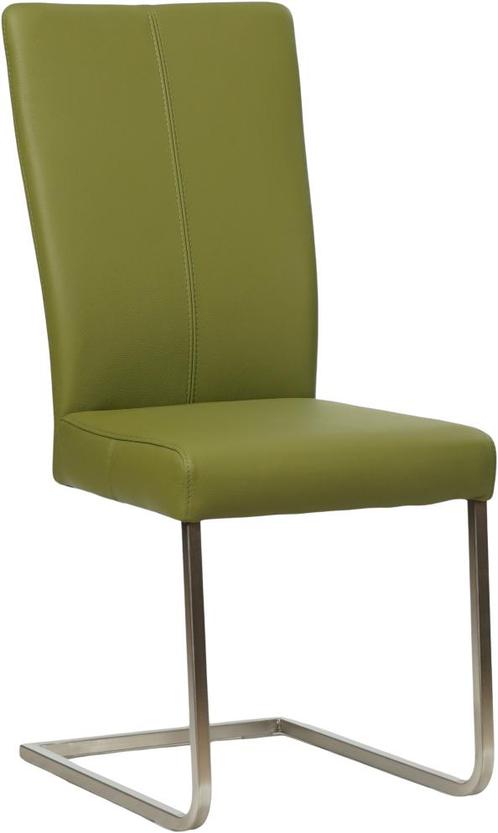 Groene leren industriële eetkamerstoel - poot vierkant inox, Huis en Inrichting, Stoelen, Nieuw, Eén, Leer, Ophalen of Verzenden