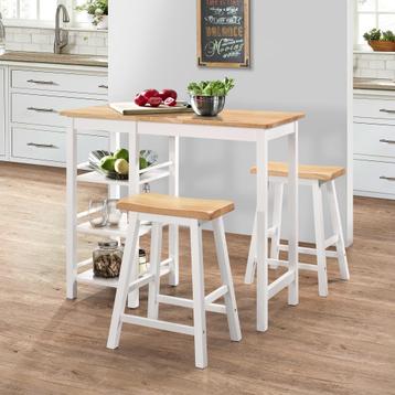 vidaXL 3-delige Barset MDF wit, Huis en Inrichting, Verzenden, Nieuw