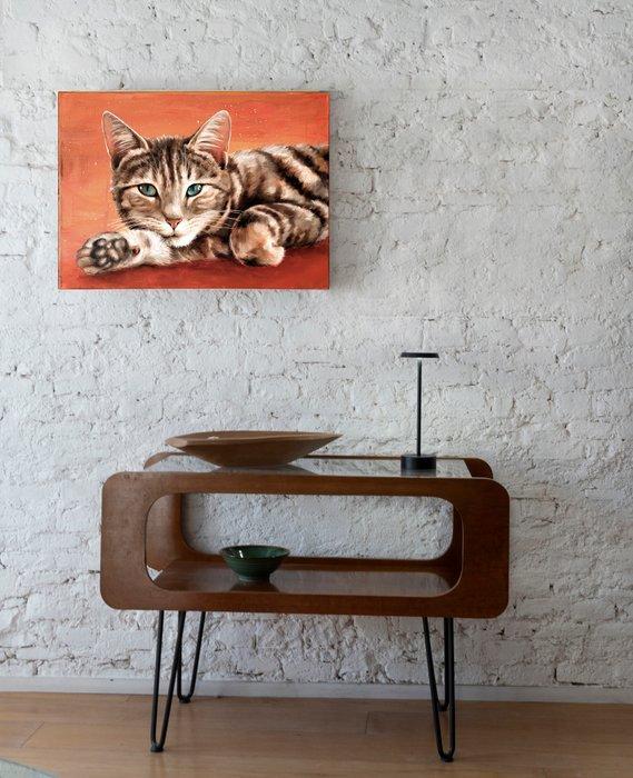 Lisa Braun - Turquoise eyes and velvet paws, Antiek en Kunst, Kunst | Schilderijen | Modern