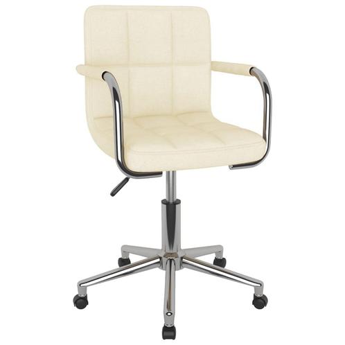 vidaXL Eetkamerstoel draaibaar stof crèmekleurig, Huis en Inrichting, Stoelen, Nieuw, Verzenden