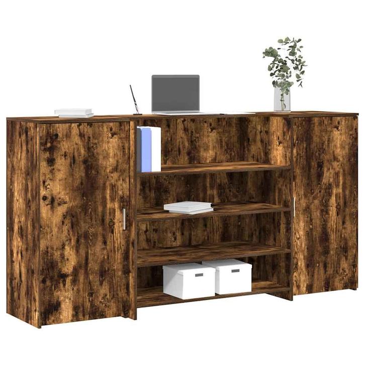 vidaXL Receptiebalie 200x50x103,5 cm bewerkt hout gerookt, Huis en Inrichting, Bureaus, Nieuw, Verzenden