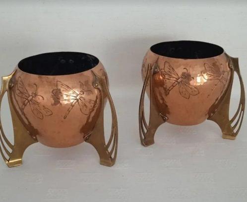WMF / Geislingen - Jardinière (2) - Mangaan en messing, Antiek en Kunst, Kunst | Designobjecten
