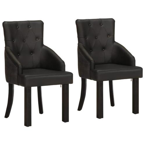 vidaXL Chaises à manger lot de 2 noir cuir de chèvre, Maison & Meubles, Chaises, Neuf, Envoi