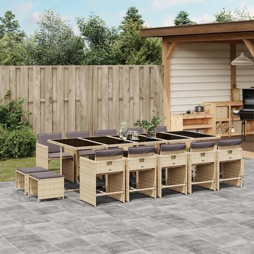 vidaXL Ensemble à manger de jardin et coussins 15 pcs, Jardin & Terrasse, Ensembles de jardin, Neuf, Envoi