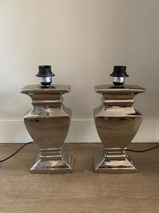 Lampe de table (2) - Chromé(e), Céramique - Ensemble de, Antiek en Kunst, Kunst | Designobjecten