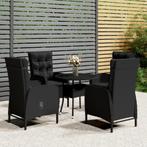 vidaXL 5-delige Tuinset poly rattan zwart, Tuin en Terras, Verzenden, Nieuw, Tuinset