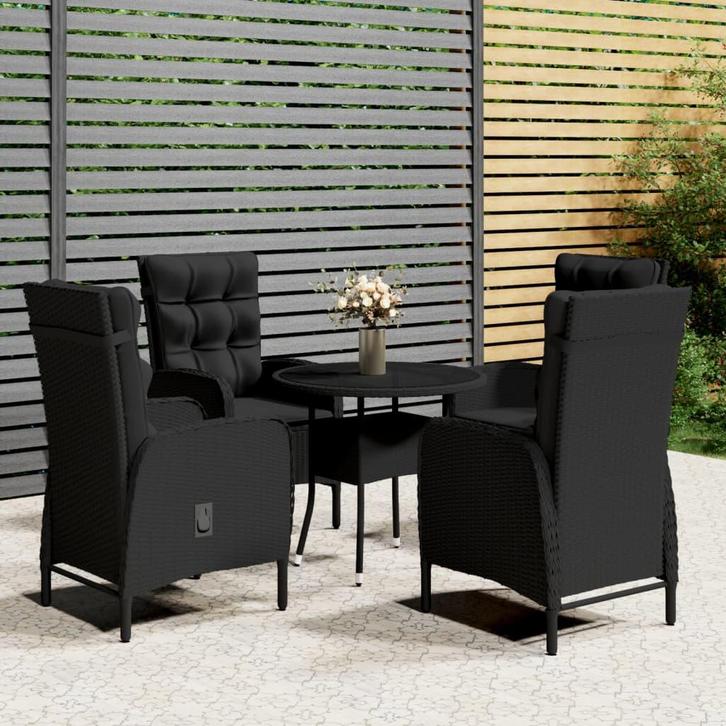 vidaXL 5-delige Tuinset poly rattan zwart, Tuin en Terras, Tuinsets en Loungesets, Tuinset, Nieuw, Verzenden