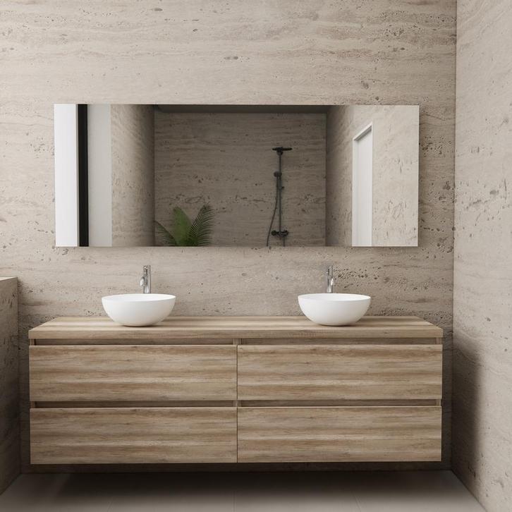 ACTIE BWS Badmeubel | Paris | Canyon Oak | 160 cm | met, Doe-het-zelf en Bouw, Sanitair, Bad, Nieuw, Ophalen of Verzenden