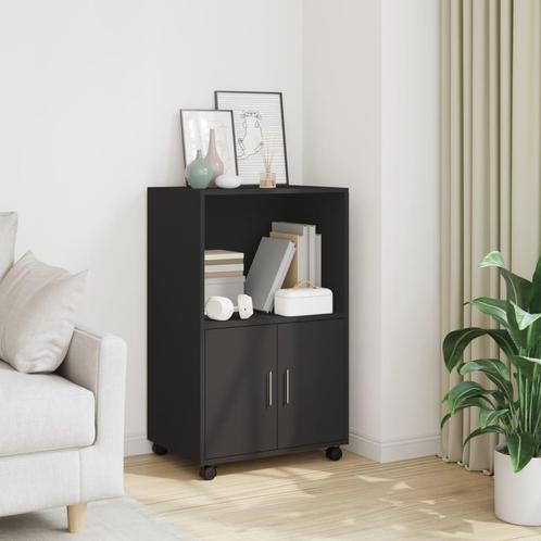 vidaXL Rolkast 55x40x91 cm bewerkt hout zwart, Huis en Inrichting, Kasten | Dressoirs, Nieuw, Verzenden