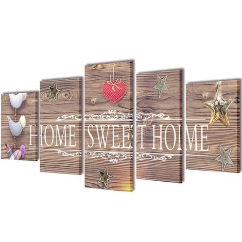 vidaXL Canvas Wall Print Set Home Sweet Home Design 200 x, Verzamelen, Posters, Nieuw, Verzenden