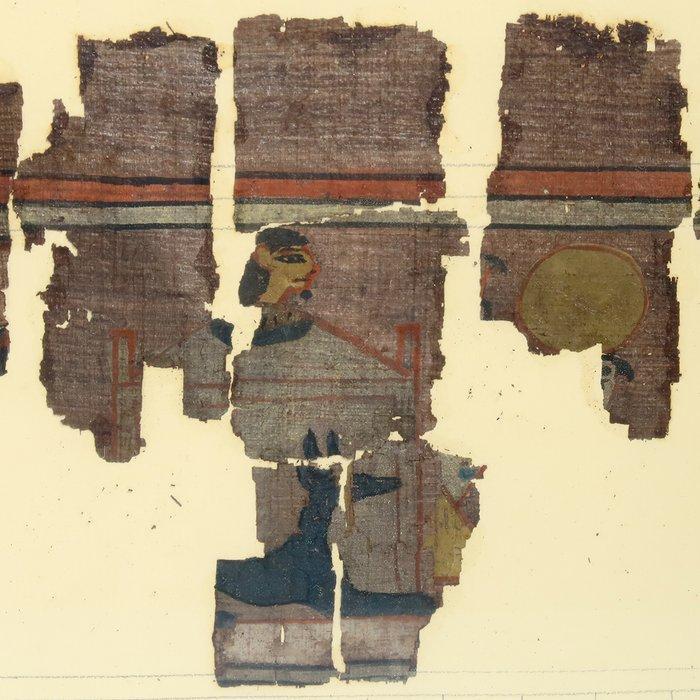 Oud-Egyptisch Papyrus Fragmenten met Anubis en Horus, Antiek en Kunst, Antiek | Overige Antiek