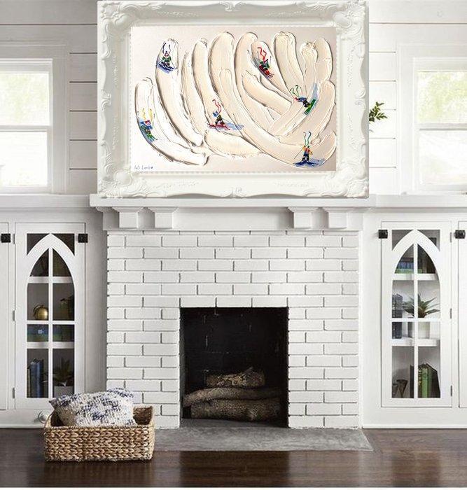 Juli Lampe - Ski Lovers. Conquerors of the mountainous, Antiquités & Art, Art | Peinture | Moderne