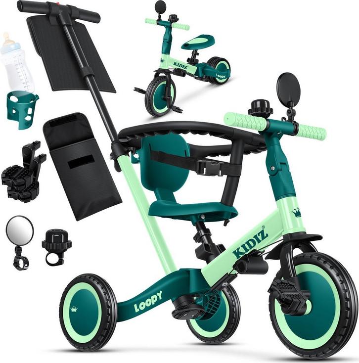 Loopfiets - Verstelbaar - Driewieler - 6  in 1 - Groen - KID, Huis en Inrichting, Woonaccessoires | Overige, Verzenden