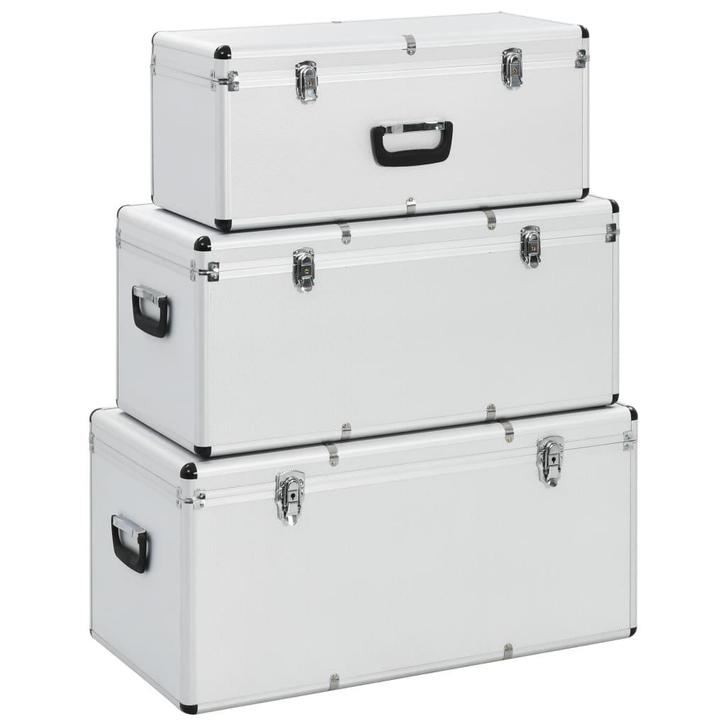 vidaXL Opbergkoffers 3 st aluminium zilverkleurig, Doe-het-zelf en Bouw, Gereedschapskisten, Nieuw, Verzenden