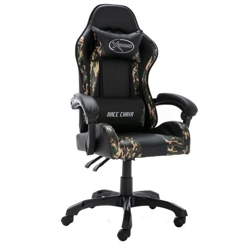 vidaXL Racestoel kunstleer zwart en camouflage, Huis en Inrichting, Bureaustoelen, Nieuw, Verzenden