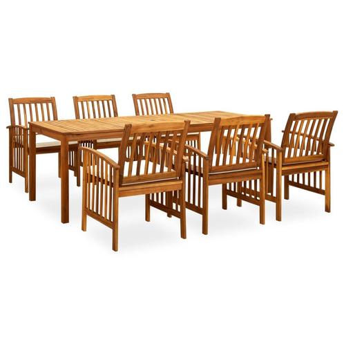 vidaXL 7-delige Tuinset met kussens massief acaciahout, Tuin en Terras, Tuinsets en Loungesets, Tuinset, Nieuw, Verzenden