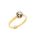 Gouden solitair ring met diamant | 0,17 ct., Handtassen en Accessoires, Ringen, Gebruikt, Overige kleuren, Ophalen of Verzenden
