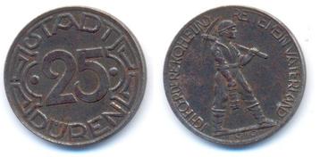 25 Pfennig 1919 Dueren: Notmunten