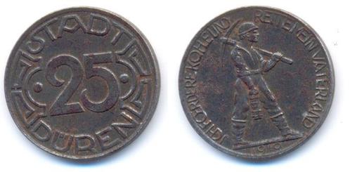 25 Pfennig 1919 Dueren: Notmunten, Timbres & Monnaies, Monnaies | Pays-Bas, Envoi