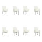 Set van 8 Leren eetkamerstoelen Comfort met wieltjes en, Ophalen of Verzenden, Nieuw, Leer, Eén