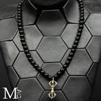 Zwarte onyx-ketting met Tibetaanse Dorje-hanger - Hoogte: