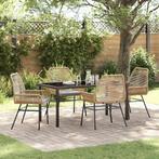 vidaXL Tuin Eettafel Set 5 pcs Bruin poly rattan, Tuin en Terras, Verzenden, Nieuw