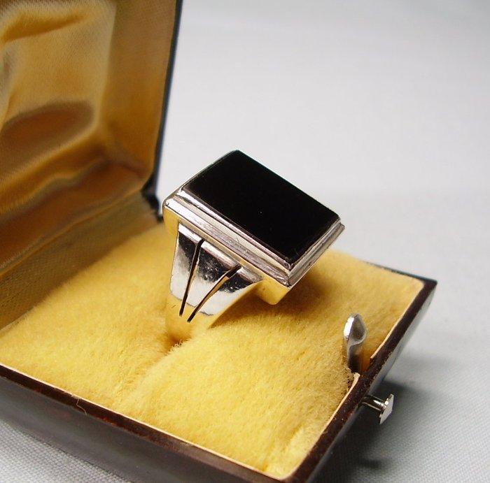 Zonder minimumprijs - Ring Zilver - 10.00ct. tw. Onyx -, Bijoux, Sacs & Beauté, Bagues