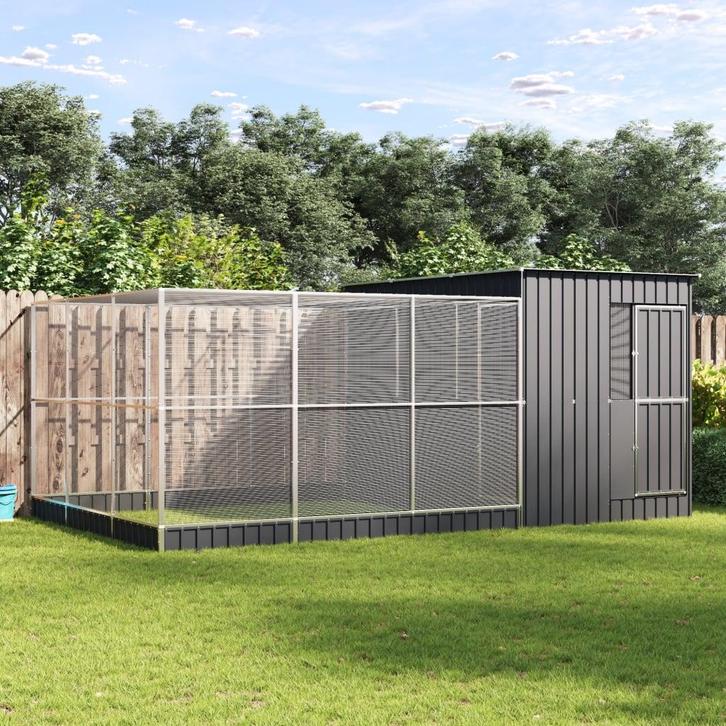 vidaXL Volière met verlengstuk 497x303x216 cm staal, Dieren en Toebehoren, Vogels | Toebehoren, Nieuw, Verzenden