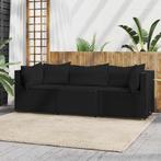 Loungeset Poly Rattan Zwart | Retour Deal | 59% Korting!, 3 zitplaatsen, Nieuw, Loungeset, Bank
