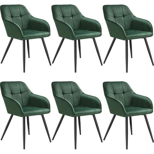tectake Eetkamerstoel Marilyn, fluweeloptiek, gestikt patroo, Huis en Inrichting, Stoelen, Verzenden