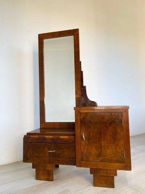 Ensemble coiffeuse - Laiton, Noyer, Verre, Antiek en Kunst, Kunst | Designobjecten