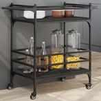 vidaXL Keukentrolley 82x40x78,5 cm bewerkt hout zwart, Huis en Inrichting, Verzenden, Nieuw