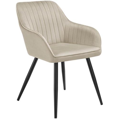 tectake Stoel Marilyn, fluweeloptiek, gestikt - crème/zwart,, Huis en Inrichting, Stoelen, Verzenden