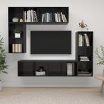 vidaXL 4-delige Tv-meubelset spaanplaat hoogglans zwart, Verzenden