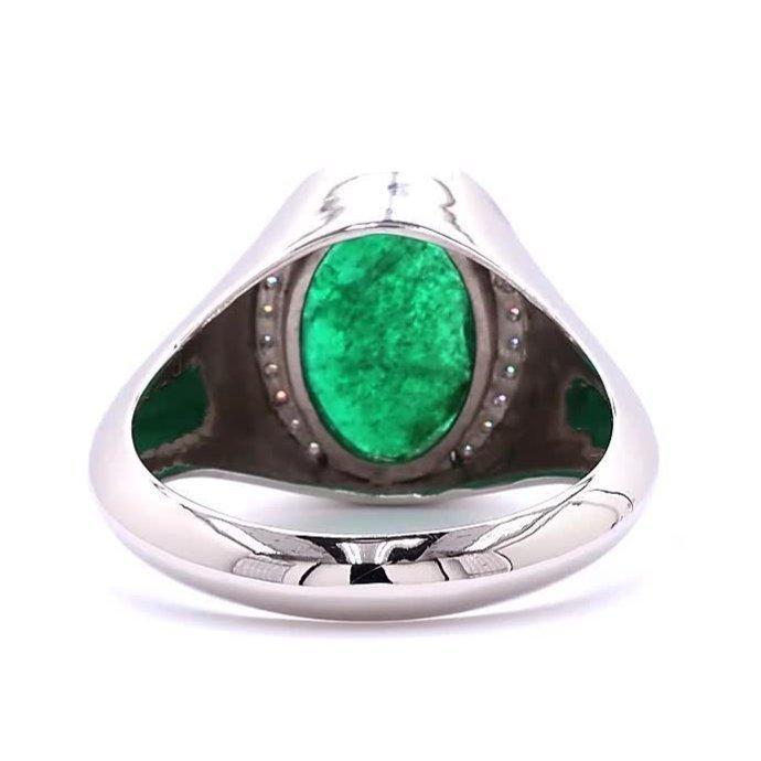 Ring Platina - 3.04ct. tw. Smaragd - Diamant, Handtassen en Accessoires, Ringen