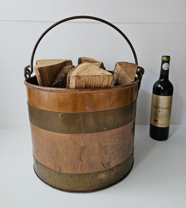 Houtbak / Emmer - Bloempot - Koper, Antiek en Kunst, Curiosa en Brocante