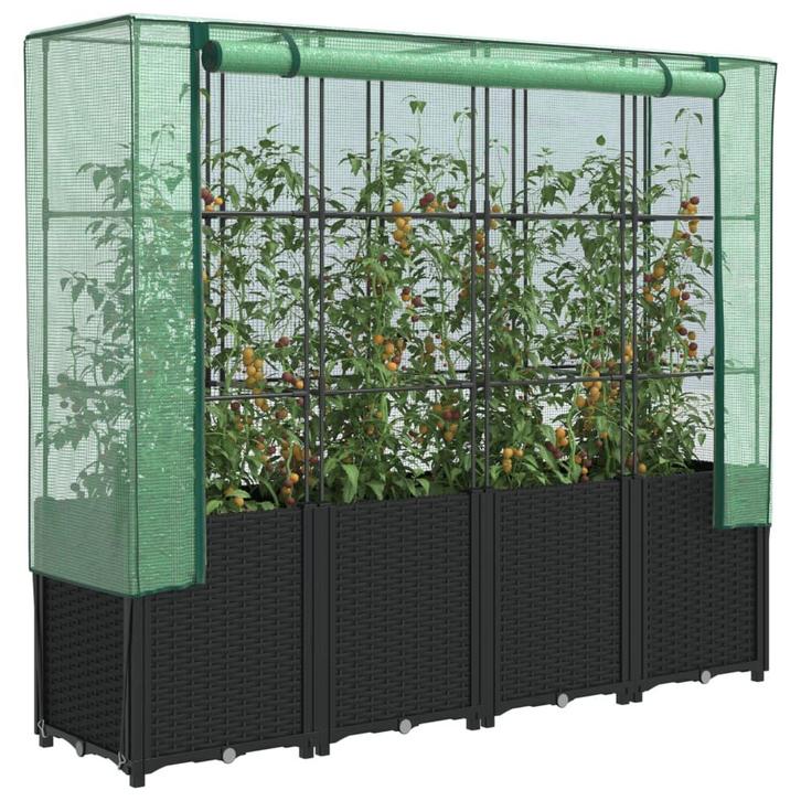 vidaXL Verhoogde plantenbak met kashoes rotanlook 160x40x153, Tuin en Terras, Bloempotten, Nieuw, Verzenden