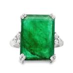 Ring Platina - 8.18ct. tw. Smaragd - Diamant - Transparent, Handtassen en Accessoires, Ringen, Nieuw