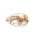 Bicolor gouden fantasie broche met parel en diamant, Handtassen en Accessoires, Broches, Gebruikt, Overige kleuren, Ophalen of Verzenden