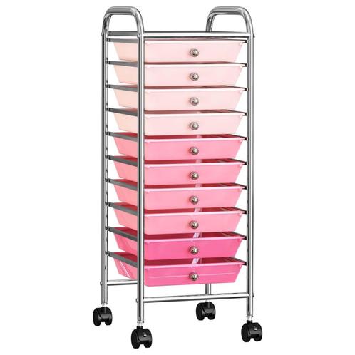 vidaXL Opbergtrolley met 10 lades mobiel kunststof ombre, Doe-het-zelf en Bouw, Gereedschap | Handgereedschap, Nieuw, Verzenden
