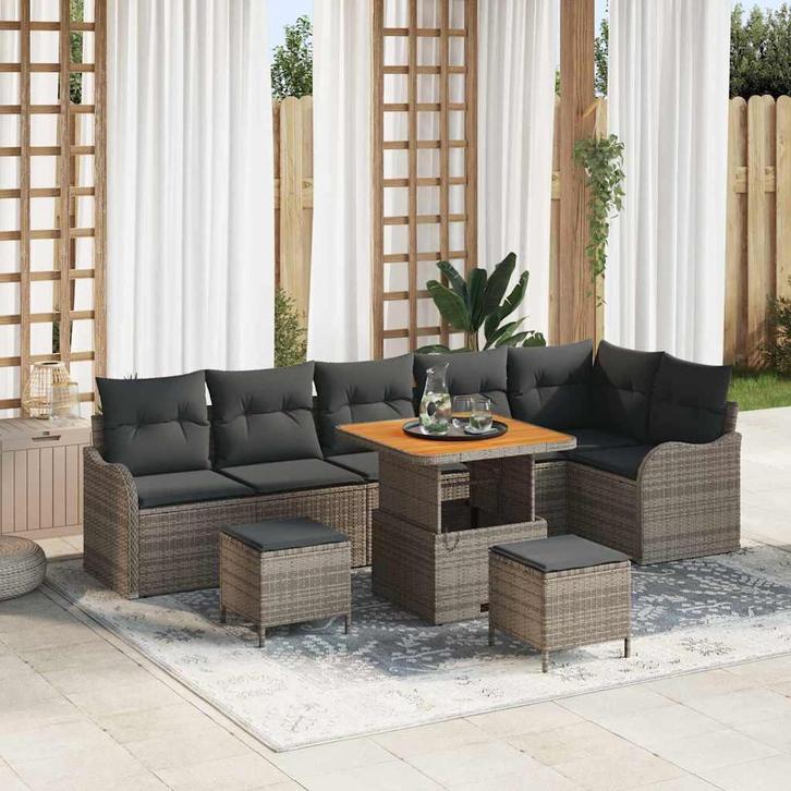 vidaXL Tuinbank Set met kussen met opslag met kussen 9 pcs, Jardin & Terrasse, Ensembles de jardin, Envoi