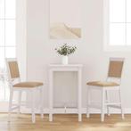 vidaXL Barkrukken met kussens 2 stuks wit massief hout, Huis en Inrichting, Barkrukken, Verzenden, Nieuw