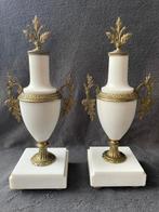 Cassolette (2) - Bronze doré, Marbre de Carrare - Époque